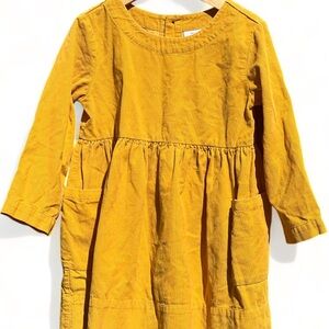 Hanna Andersson Corduroy Yellow Pocket Dress - size 4
